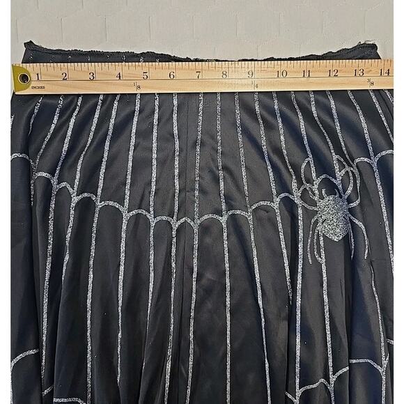 Spirit Halloween Adult Plus (16-18) Long Black Witch Skirt Spider Web Silver - Picture 4 of 5